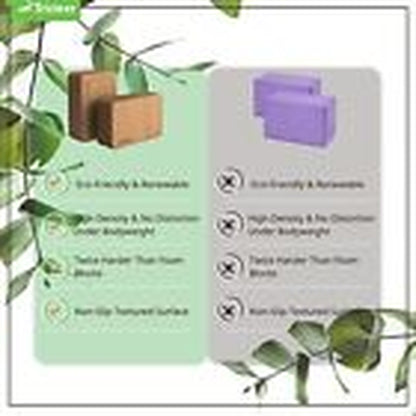 Cork Yoga Blocks, 2 Pack Yoga Blocks Natural Cork, High Density Yoga Block