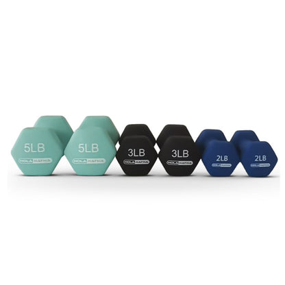 2, 3, & 5 Pound Neoprene Dumbbell Free Weight Set W/ Rack, Pastel