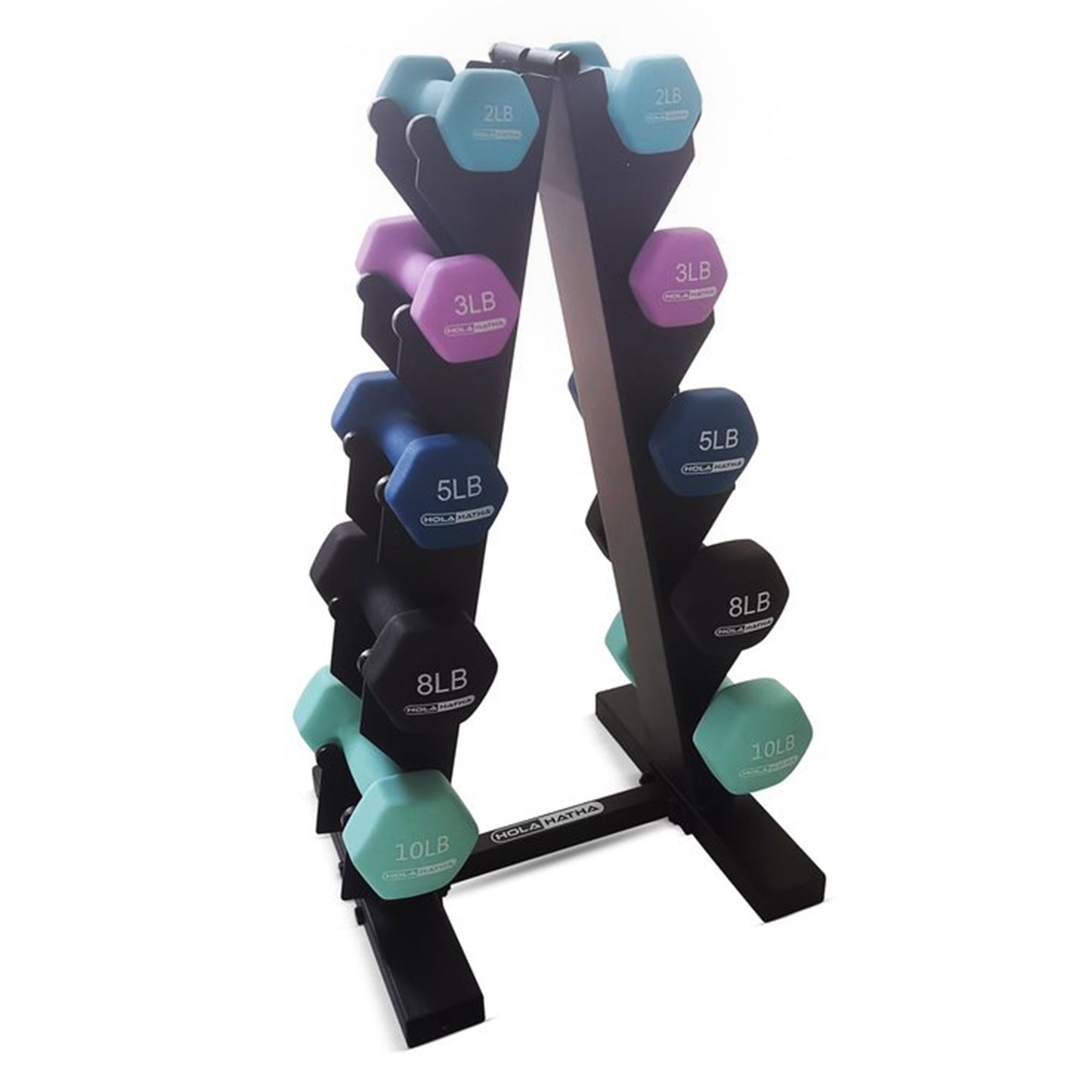 2, 3, & 5 Pound Neoprene Dumbbell Free Weight Set W/ Rack, Pastel