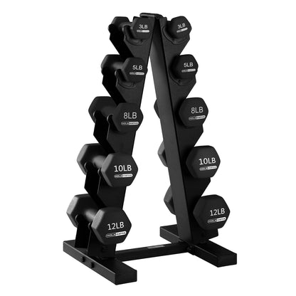 2, 3, & 5 Pound Neoprene Dumbbell Free Weight Set W/ Rack, Pastel