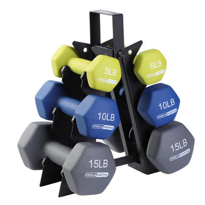 2, 3, & 5 Pound Neoprene Dumbbell Free Weight Set W/ Rack, Pastel