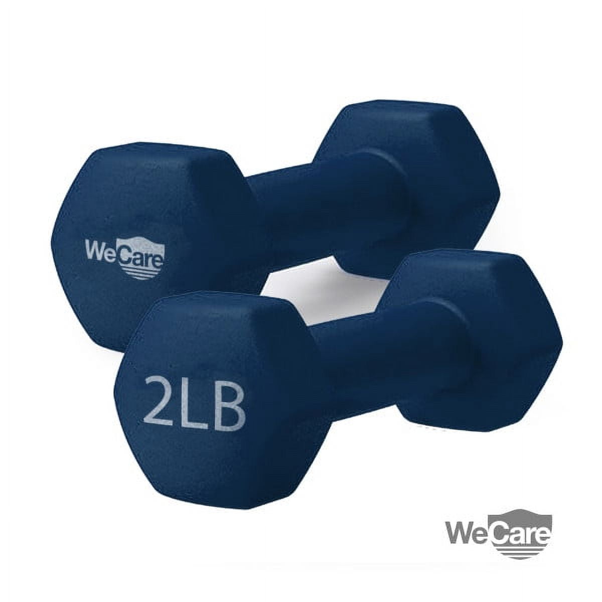 WeCare Hex Dumbbells – Durable, Non-Slip, Rubber Encased Weights (Set of 2 – 10 lb, Blue)