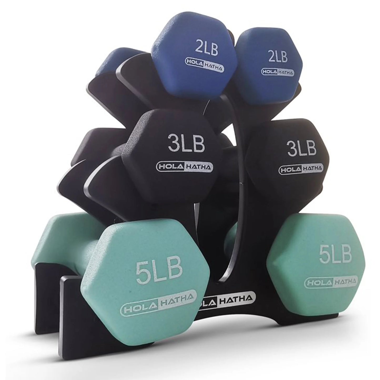 2, 3, & 5 Pound Neoprene Dumbbell Free Weight Set W/ Rack, Pastel